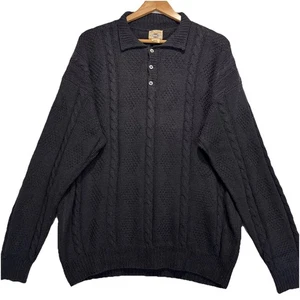 VTG  BASCO All American Sportswear Silk  Hand-knit  Long sleeve Polo Shirt Large - Picture 1 of 8