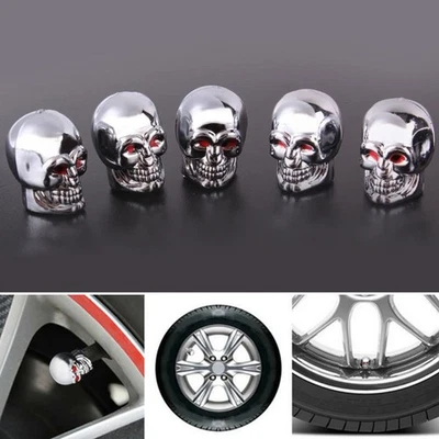 5Pc Skull Tyre Tire Wheel Car Auto Valves Cap Dust Stem Cover BicycleMotocycle - Image 1 of 4