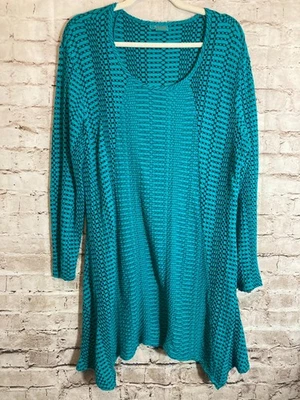 Top túnica Tianello para mujer XL turquesa texturizada línea larga dobladillo asimétrico artístico Foto 1 de 4