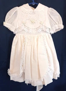 Vintage Lace Me Fancy Holiday 2 Piece White Dress with Collar Size 3T - Picture 1 of 10