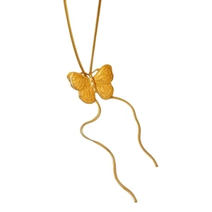 Sweater Chain Butterfly Necklace Choker Adjustable Elegant Jewelry Neckchain - Picture 1 of 8