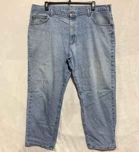LL Bean Double L Denim Jeans Tapered Leg Men 46 x 30 Grunge Light Wash High Rise - Picture 1 of 13