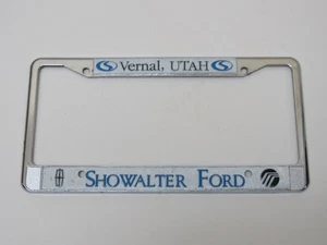 Vintage Showalter Ford-LM Vernal Utah Metal License Plate Frame Embossed Cover - Picture 1 of 3