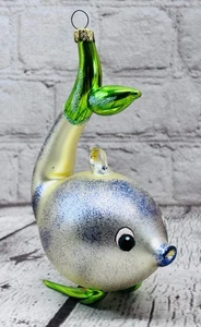 Christopher Radko Siegfried Fisch Ornament 5,5" selten grün & silber Glas - Bild 1 von 10