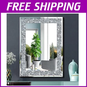 Luxury 20x28in Crystal Crush Wall Mirror - Perfect for Living Room Decor - Picture 1 of 9