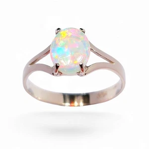 Reina Rosa' Australian Solid Opal Ring 14k White Gold 1.5g US Sz 6.25 O67 - Picture 1 of 6
