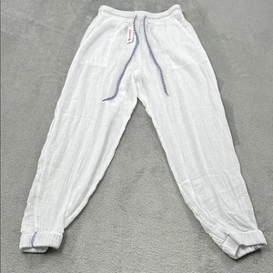 NEW Sundry 1/S 4-6 100% Cotton Lightweight Gauzy White Drawstring Jogger Pants - Picture 1 of 11