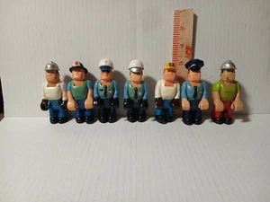 7 Vintage Fisher Price Husky Helper Construction Workers Firemen Action Figures - Picture 1 of 3
