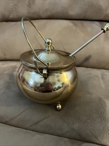 Vintage Small Gypsy Pot Cauldron ALL BRASS 3 Footed SMUDGE POT Long Wand JAPAN - Picture 1 of 6
