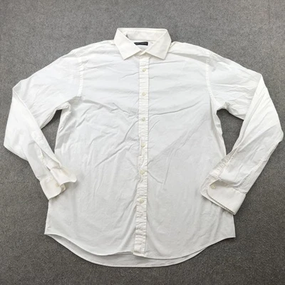 Camisa Ralph Lauren Para Hombre XL Blanca Elastizada Botón Negra Etiqueta Manga Larga Foto 1 de 4