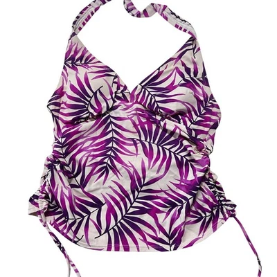 Tankini de natación Jantzen para mujer talla 12 púrpura con fruncido lateral tropical playa piscina  Foto 1 de 4