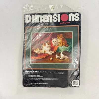 Dimensions 'The Proud Mother' Needlepoint Kit Mother Cat and Kittens, 16" x 12" - Image 1 of 4