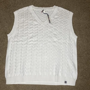Fila Baseline Cable Knit Sweater Vest XXL White New NWT Retro Heavy  - Picture 1 of 5