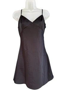 H&M Divided Black Satin Mini Dress Women Small Spaghetti Strap Classic Sexy Club - Picture 1 of 7
