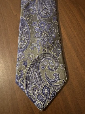 Corbata de seda exclusiva John W Nordstrom nueva con etiquetas cachemira salvia hecha en EE. UU. logotipo bordado Foto 1 de 4