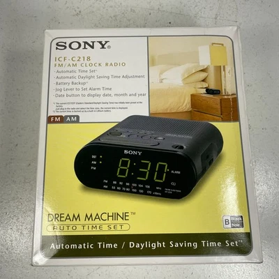 Radio reloj Sony ICF-C218 FM/AM máquina de ensueño con juego de tiempo automático caja abierta Foto 1 de 4
