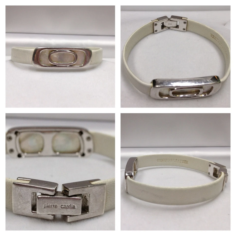 Pierre Cardin Armband mit weißem Lederband 925 er Silber mit Mondstein - Bild 1 von 1