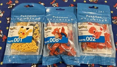 Pikachu Charmander Pokemon Nanoblock Miniature Building Blocks New Lot Of 3 - Image 1 of 4