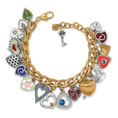 Brighton Multicolor One Heart Color Charm Colorful Chunky Chain Bracelet New - Image 1 of 2