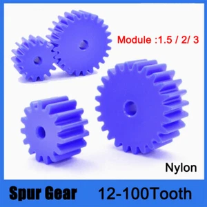 Nylon Stirnrad 12-100 Zähne Modul 1,5 2 3 Ritzel Motor Getriebe Kunststoff blau - Bild 1 von 141