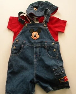 Boys 5T Overall Hat Shirt Outfit Wonderful World Of Disney Mickey Mouse - Picture 1 of 3
