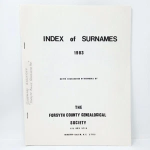 Forsyth County Genealogical Society - Index of Surnames 1983 - North Carolina - Bild 1 von 12