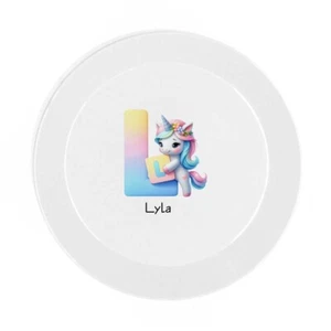 PERSONALISED Childrens Plate, unicorn Kids Dinner Plate Girls Toddlers - Picture 1 of 6