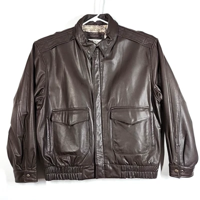 Chaqueta de Cuero de Bombardero Auténtica Orvis G3 De Colección Hombres L Marrón MA34112 Aviación de Vuelo Foto 1 de 4