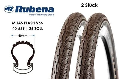 2 Stück 26 Zoll Fahrrad Reifen MITAS Flash V66 City Bike Reflex 40-559 Pannensch - Bild 1 von 3