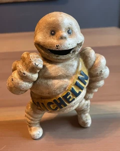 6"Michelin Tire Man Cast Iron Collector Paperweight / Bank? DETROIT REG 67548 - Picture 1 of 3