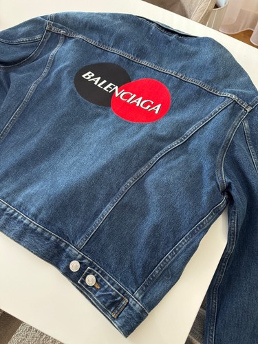 Cappotto giacca denim Balenciaga MasterCard carta di credito taglia 50 vestibilità M L prezzo consigliato 2000 GBP