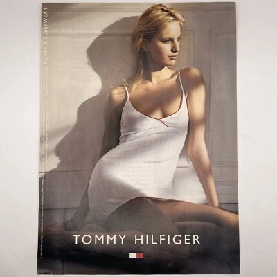 2003 Tommy Hilfiger Sleepwear PRINT AD Karolina Kurkova White Lingerie Leg 2000s - Image 1 of 2