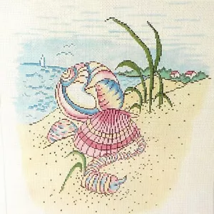 Evelyn Bernstein Nuevo Lona con aguja de mar Pintado a mano Playa Decoración - Imagen 1 de 4