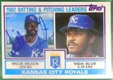 Willie Wilson Kansas City Royals 1983 * `82 TEAM LEADERS  Autographed Card