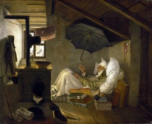 CARL SPITZWEG THE POOR POET REALISM GICLEE PRINT FINE CANVAS - Picture 1 of 4