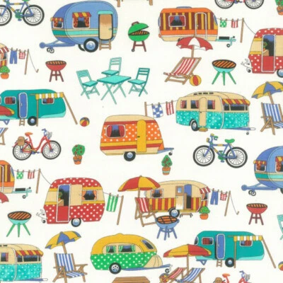 Nutex Fabric - Getaway Camping - Patchwork Quilting Dressmaking Craft Fabric - Image 1 of 3
