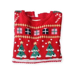 H&M Christmas Theme Red Jacquard-Knit Sweater  Size 6/8 - Picture 1 of 6