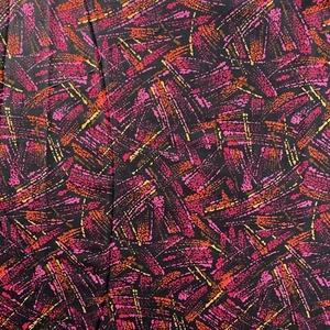Remnant of VTG Cotton Fabric Cranston VIP Print Pink Orange Black - Picture 1 of 7