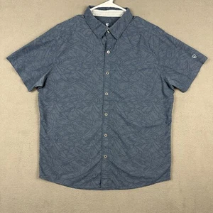 Kuhl Response Shirt Mens Medium Blue Leaf Geometric Lightweight Short Sleeve EUC - Picture 1 of 13