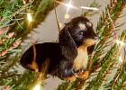 Black & Tan Longhair Dachshund Christmas Holiday Ornament