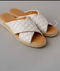BLUE ILLUSION Riviera Cross Quilt Espadrilles White Size 41 Made In Spain *VGC* - Picture 1 of 5