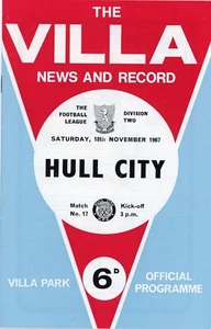 Aston Villa v Hull City 1967 Football Programme News & Record #17 vintage - Picture 1 of 3