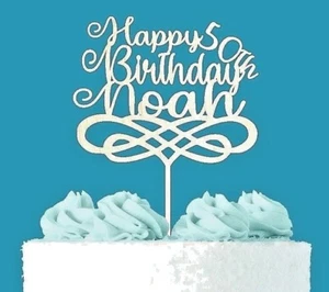 Custom Personalized Birthday Cake Topper Cut Out Of Wood & SHIPS SAME DAY - Picture 1 of 4