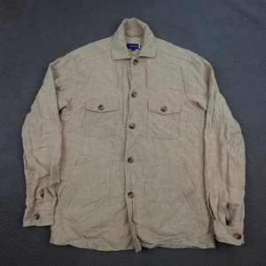 Chaqueta Eton Para Hombre Pequeña Beige Lino Utilidad Botón Frontal Camisa Sobrecamisa Bolsillos - Imagen 1 de 11