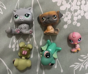 My Little Pet Shop LPS 5er Set #131 Sittich, #236, #2 Mops, #7 Schildkröte, #83 Katze - Bild 1 von 2