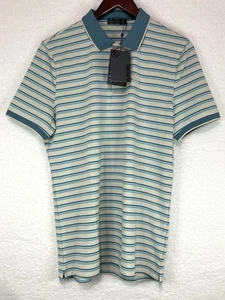 G/Fore Polo Shirt Men Small Blue White Striped Golf Performance Stretch NEW - Picture 1 of 8