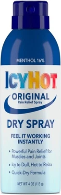 Spray seco Icy Hot Original para aliviar el dolor con 16 % mentol, 4 onzas (paquete de 1)  Foto 1 de 4