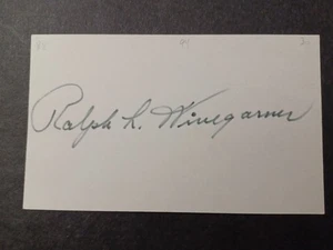 Ralph Winegarner (d. 1988) Signed Index Card - Indians, Browns - Picture 1 of 1