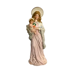 Vintage Jungfrau Maria & Jesuskind Porzellan 10,5" Statue-Made in Philippines - Bild 1 von 3