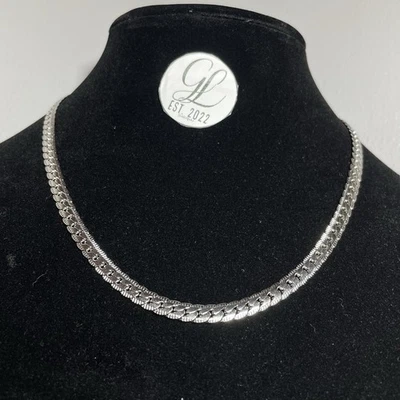 "Collar de cadena de eslabones cubanos Miami oro blanco 14k relleno acero inoxidable 6 mm 18""" Foto 1 de 4